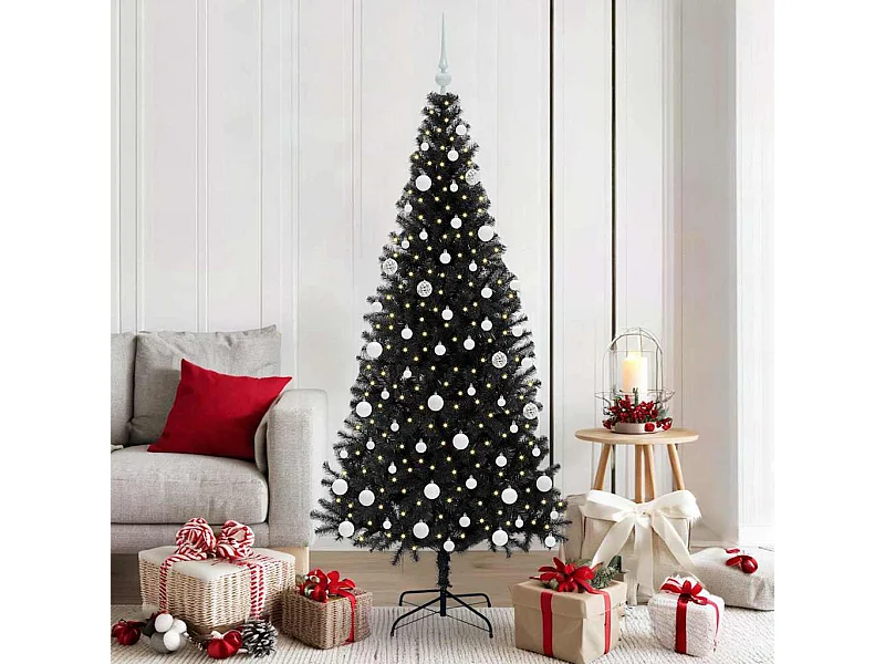 Árvore de Natal com 300 LEDs com suporte Preto 180 cm PVC