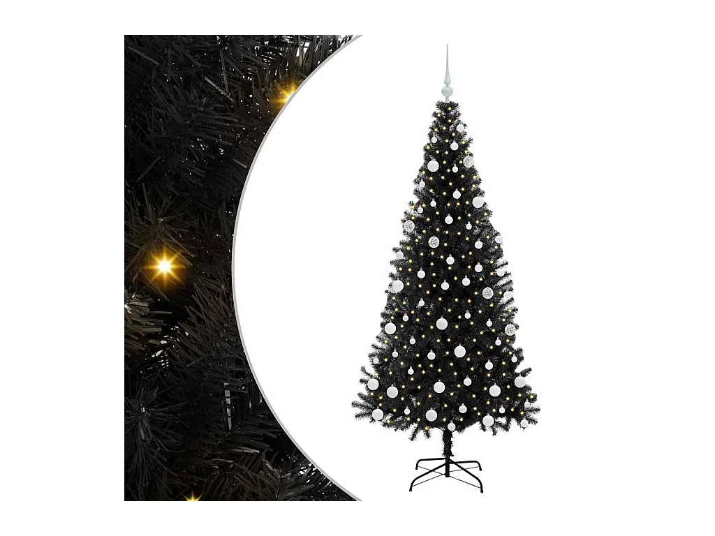 Árvore de Natal com 300 LEDs com suporte Preto 180 cm PVC