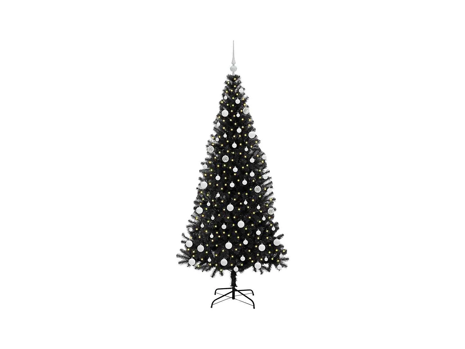 Árvore de Natal com 300 LEDs com suporte Preto 180 cm PVC