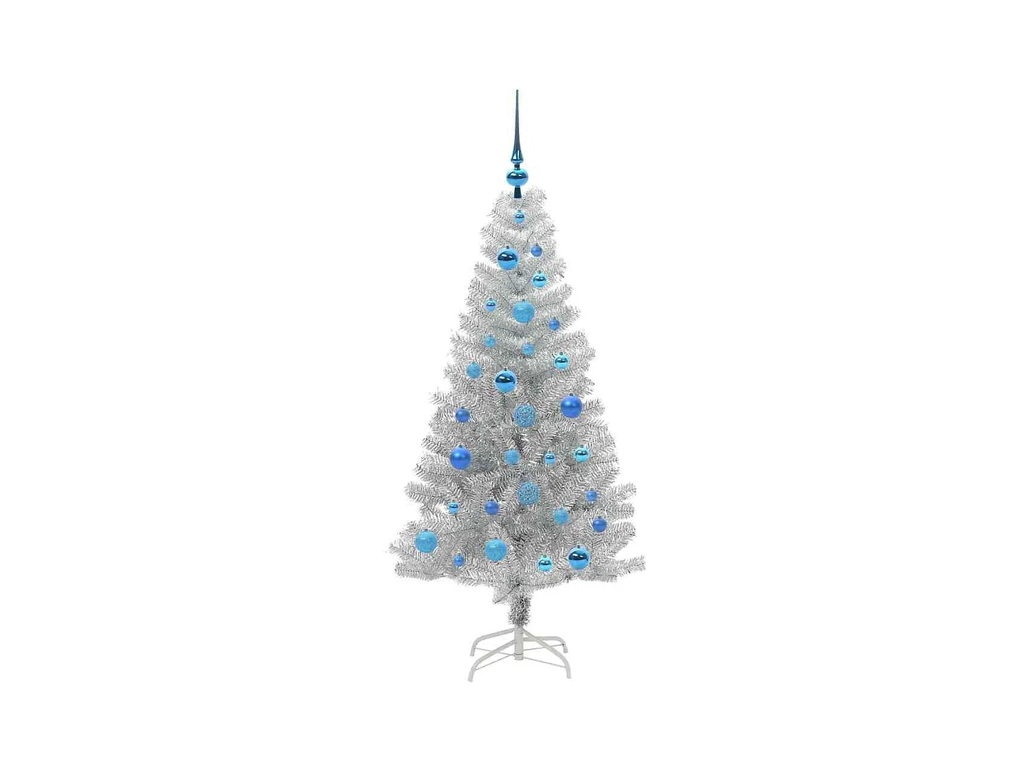 Sapin de Noël avec 150 LED avec support Argent 150 cm PET