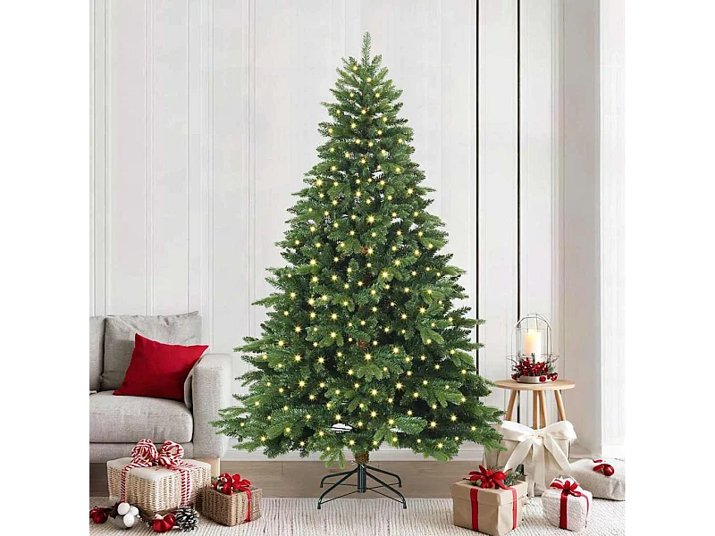 Kunstkerstboom met 300 LED met standaard Groen 240 cm PE en PVC