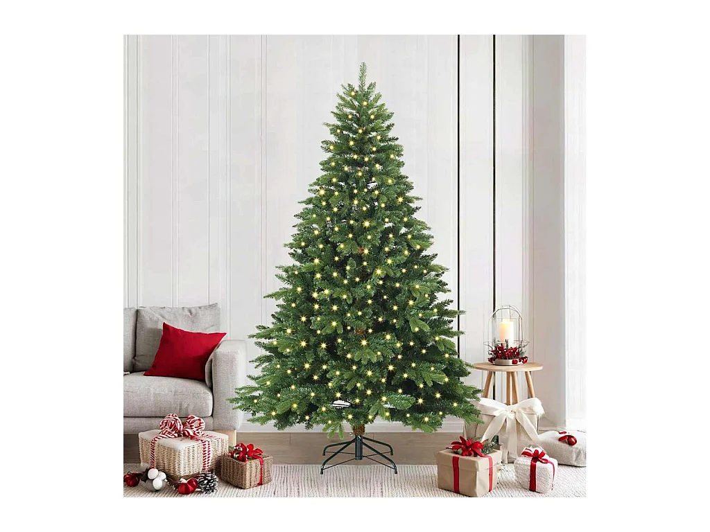 Kunstkerstboom met 300 LED met standaard Groen 240 cm PE en PVC