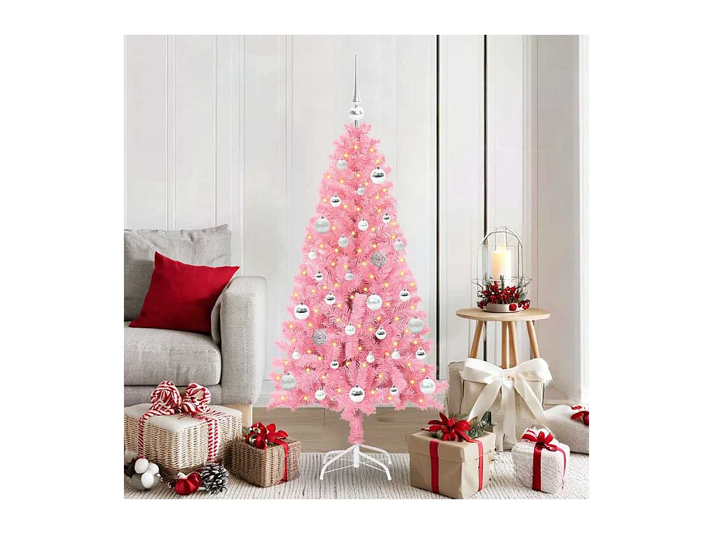 Árvore de Natal com 150 LEDs com suporte Rosa 150 cm PVC