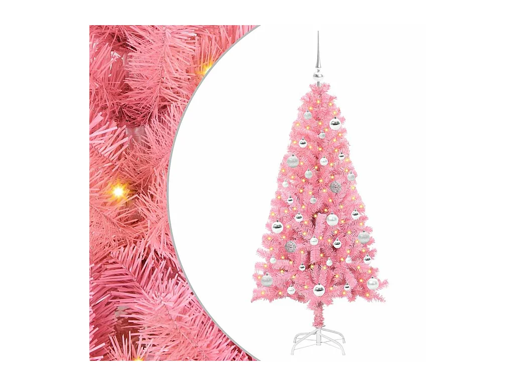 Árvore de Natal com 150 LEDs com suporte Rosa 150 cm PVC