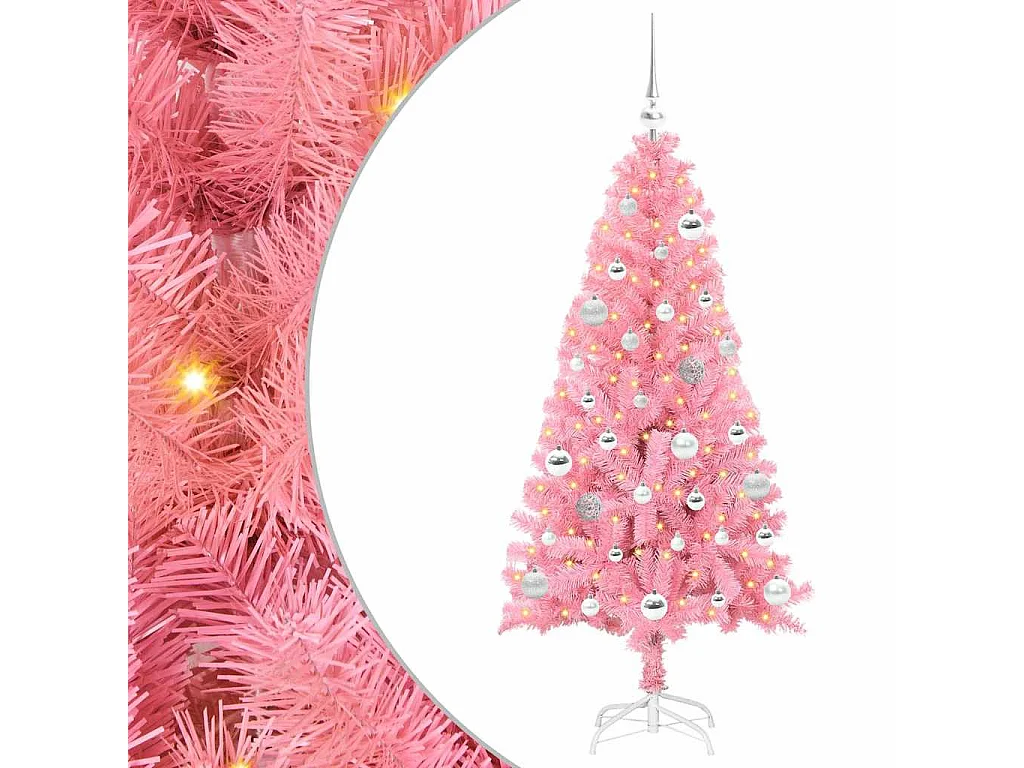 Sapin de Noël avec 150 LED avec support Rose 150 cm PVC