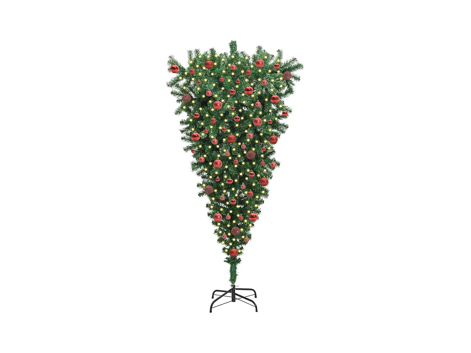 Árbol de Navidad artificial preiluminado al revés con juego de bolas