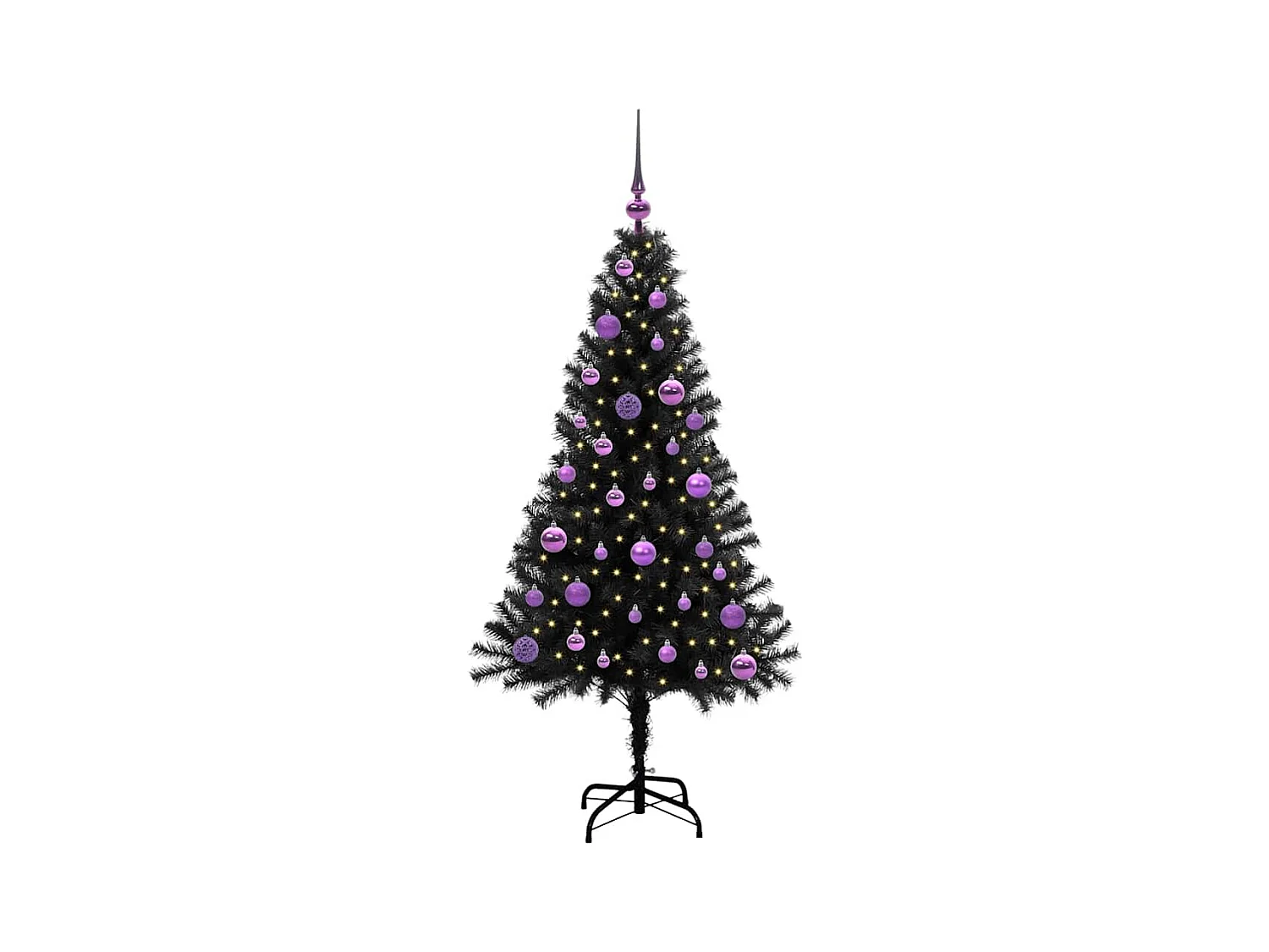 Sapin de Noël avec 150 LED avec support Noir 150 cm PVC