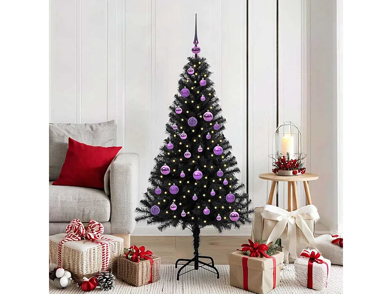 Árbol de Navidad con 150 LED con soporte Negro 150 cm PVC