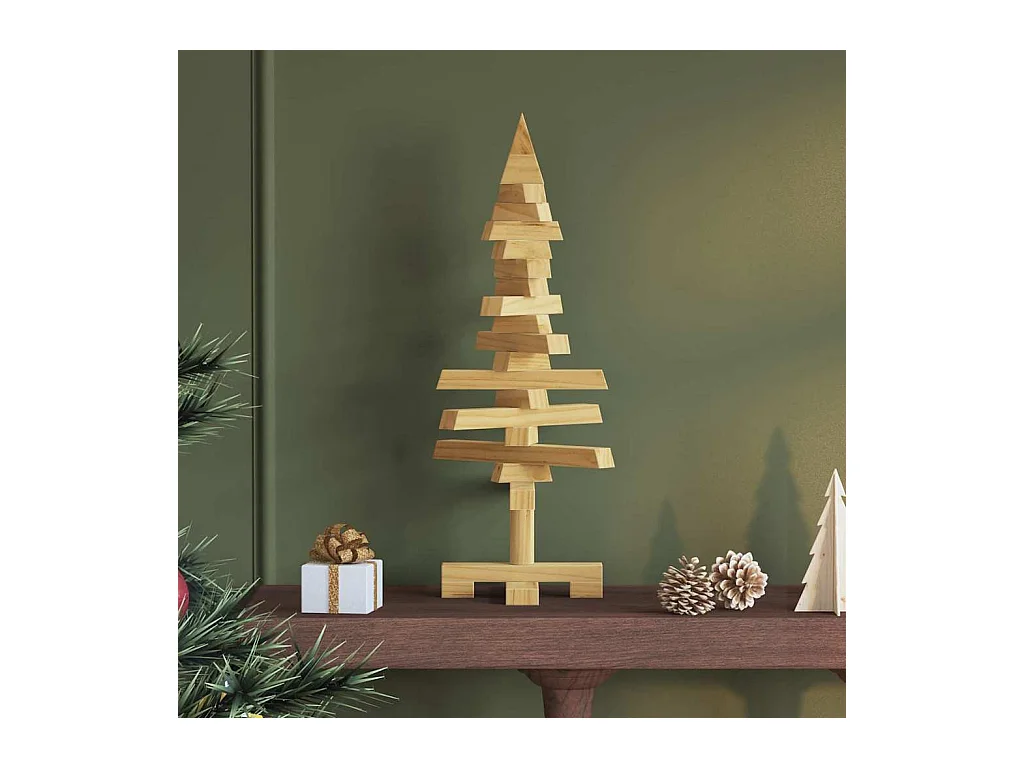 Arbre de Noël en bois Marron 60 cm Bois massif en pin