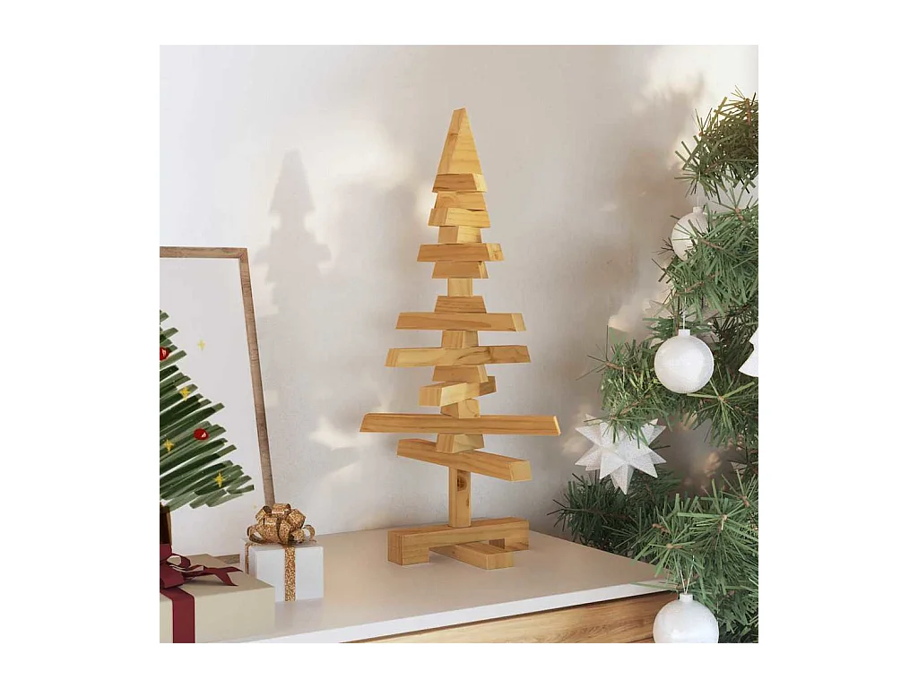 Arbre de Noël en bois Marron 60 cm Bois massif en pin