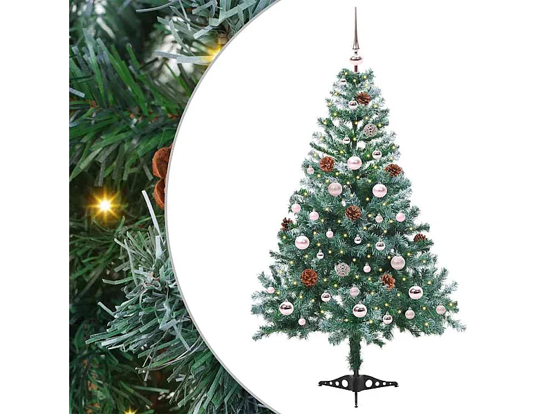 Sapin de Noël artificiel avec 150 LED Vert 150 cm PVC et Acier