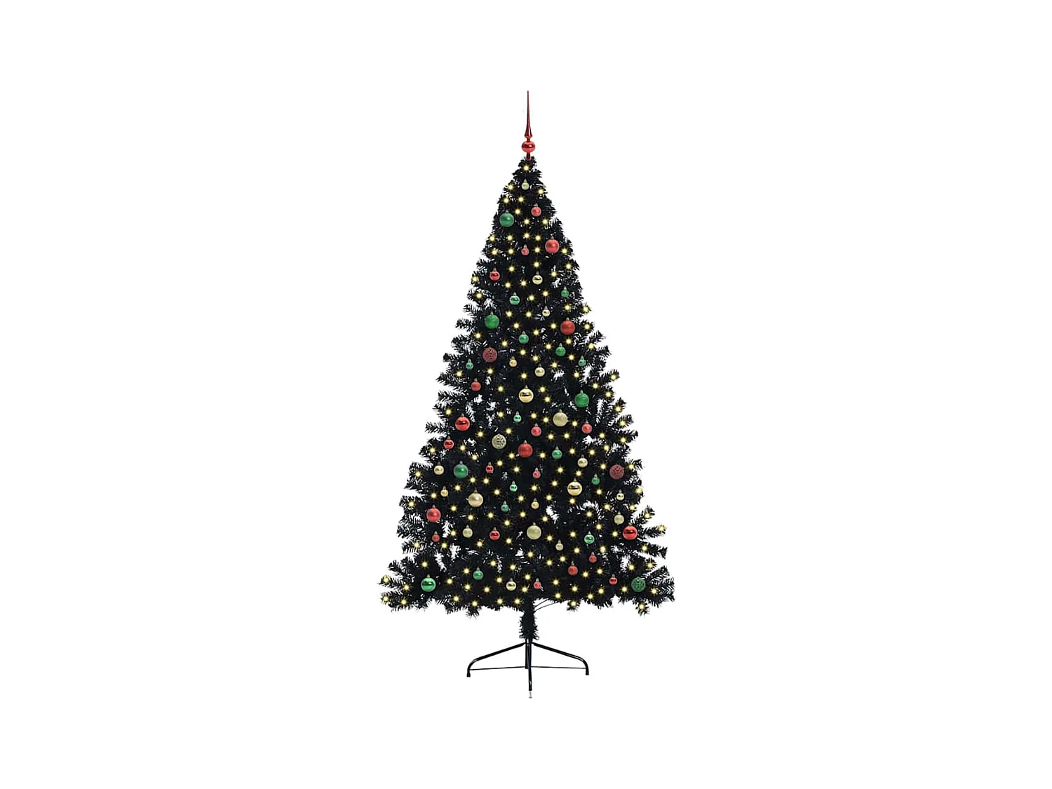 Sapin de Noël artificiel pré-éclairé Noir 210 cm PVC