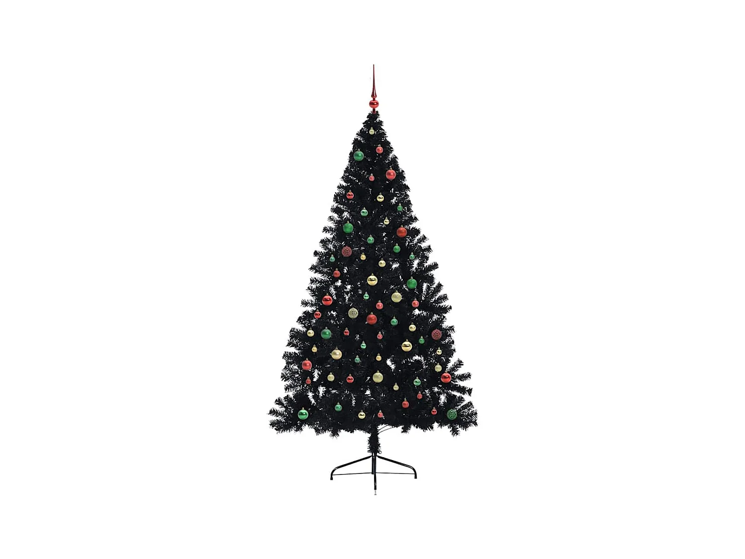 Sapin de Noël artificiel pré-éclairé Noir 210 cm PVC