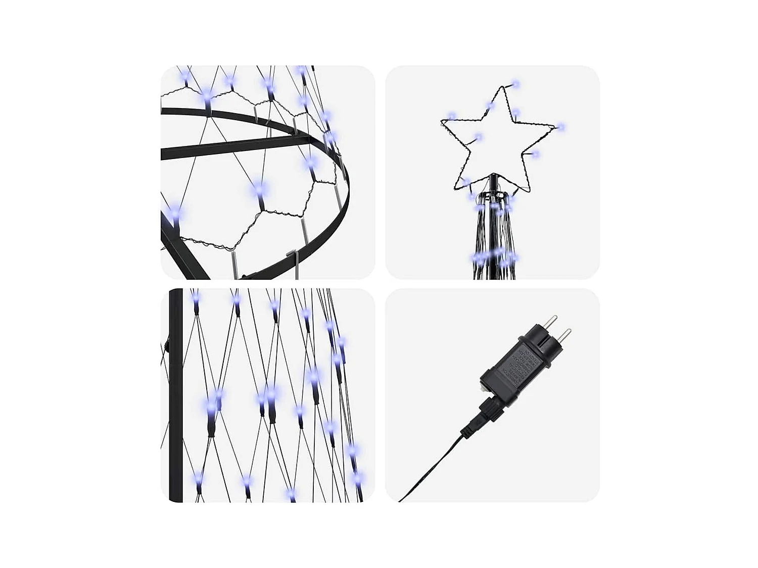 Árbol de Navidad LED Azul 100.5 x 100.5 x 302.5 cm Metal