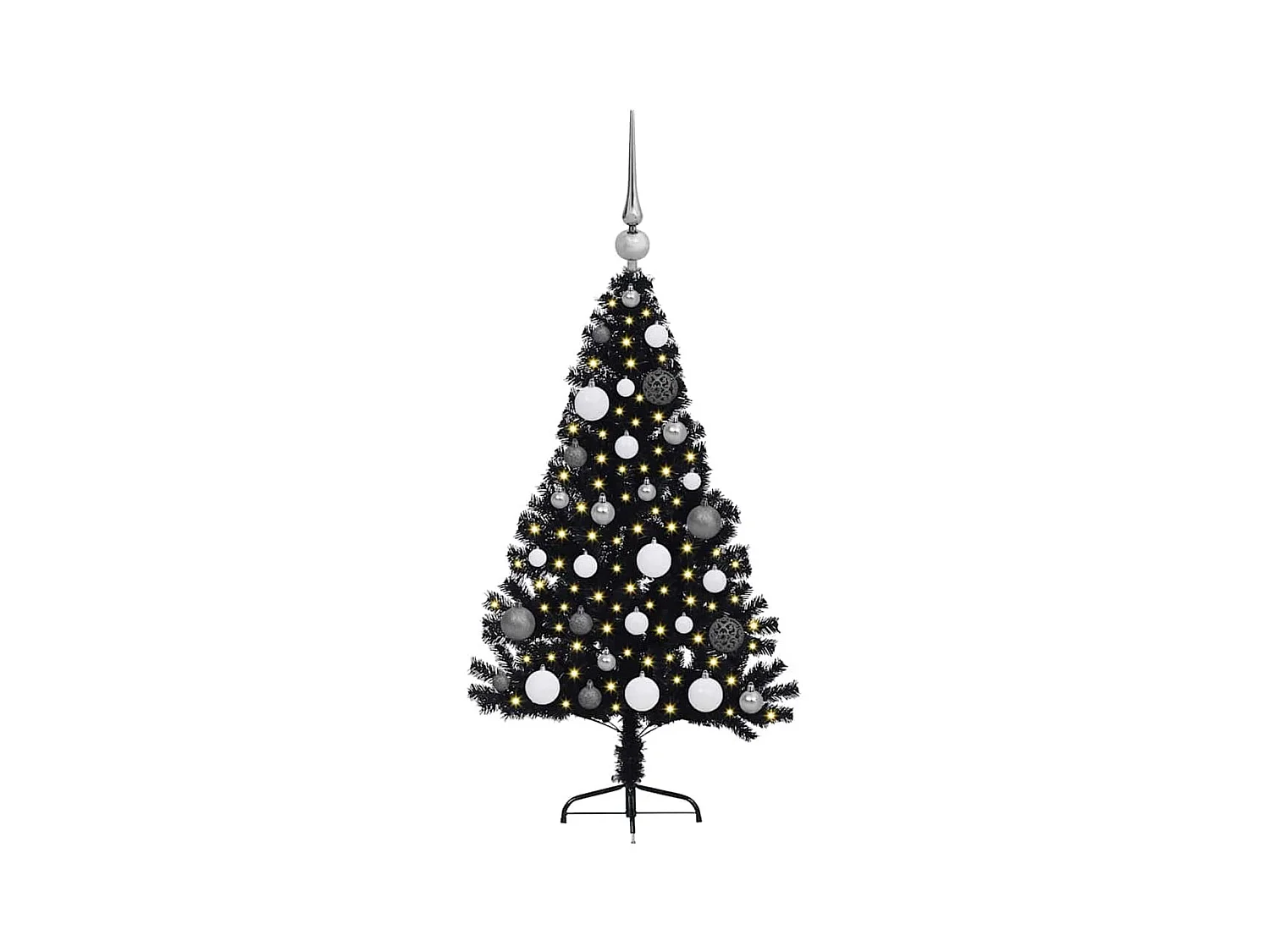 Árbol de Navidad Artificial Preiluminado Negro 120 cm PVC