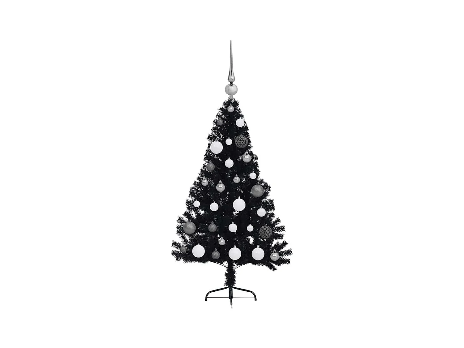 Árbol de Navidad Artificial Preiluminado Negro 120 cm PVC
