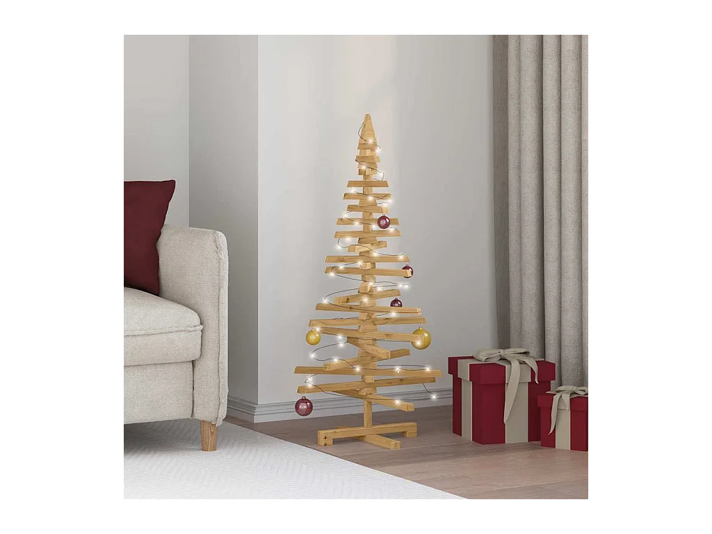 Arbre de Noël en bois Marron 120 cm Bois massif en pin