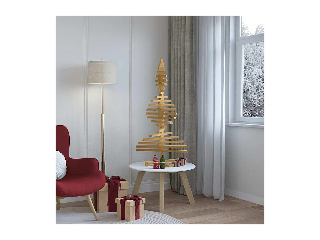 Arbre de Noël en bois Marron 120 cm Bois massif en pin