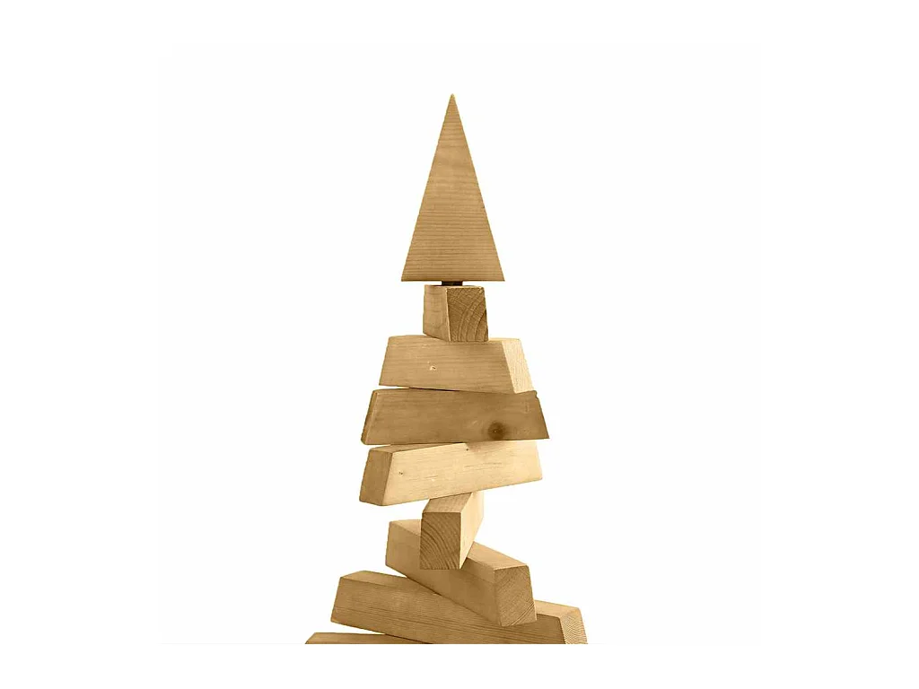 Arbre de Noël en bois Marron 120 cm Bois massif en pin