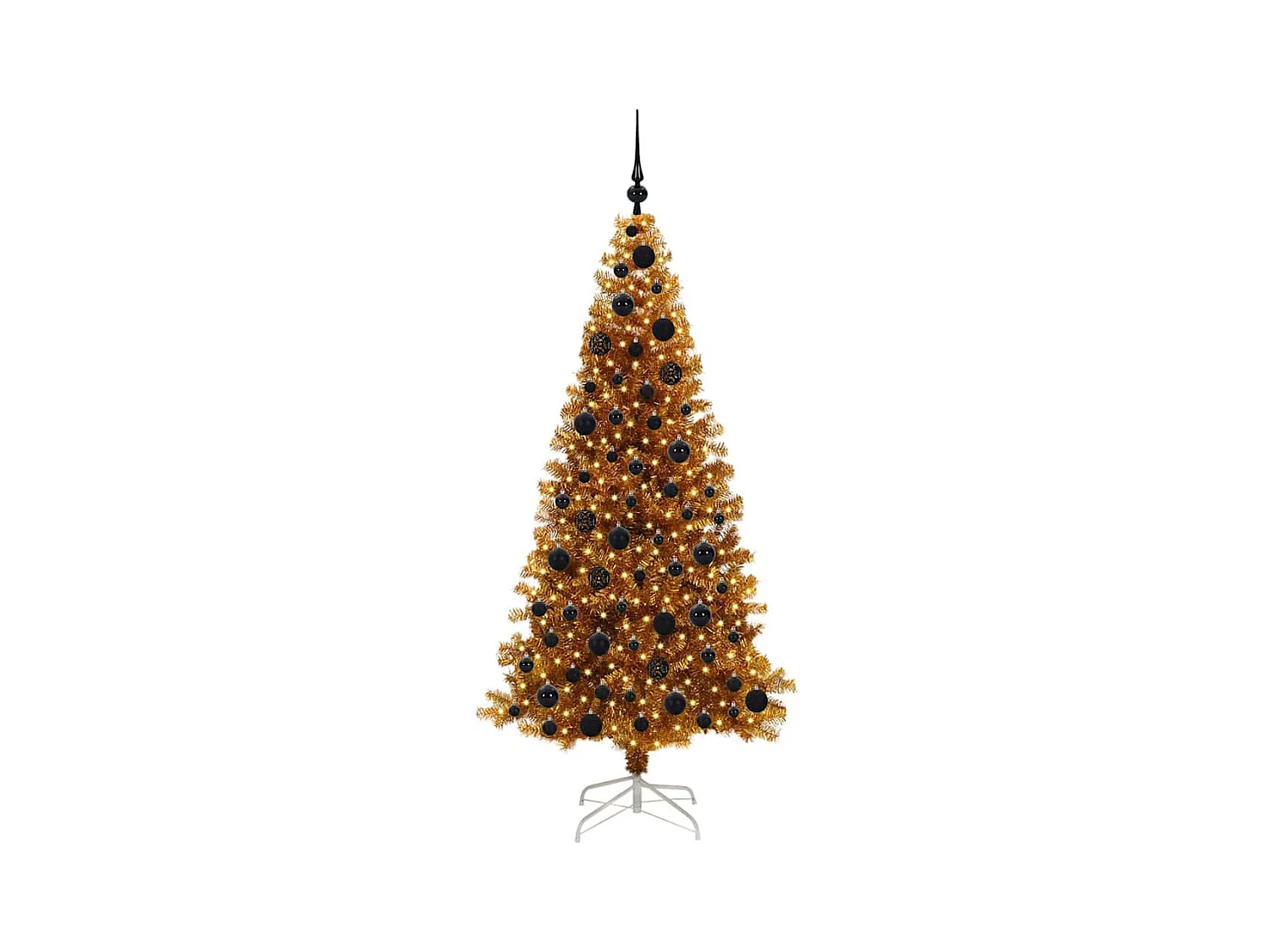 Sapin de Noël avec 300 LED avec support Doré 180 cm PET