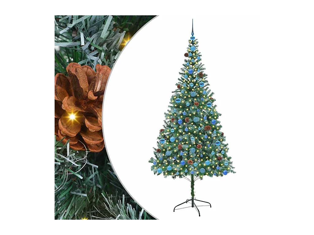 Sapin de Noël artificiel avec 300 LED Vert 210 cm PVC et Acier