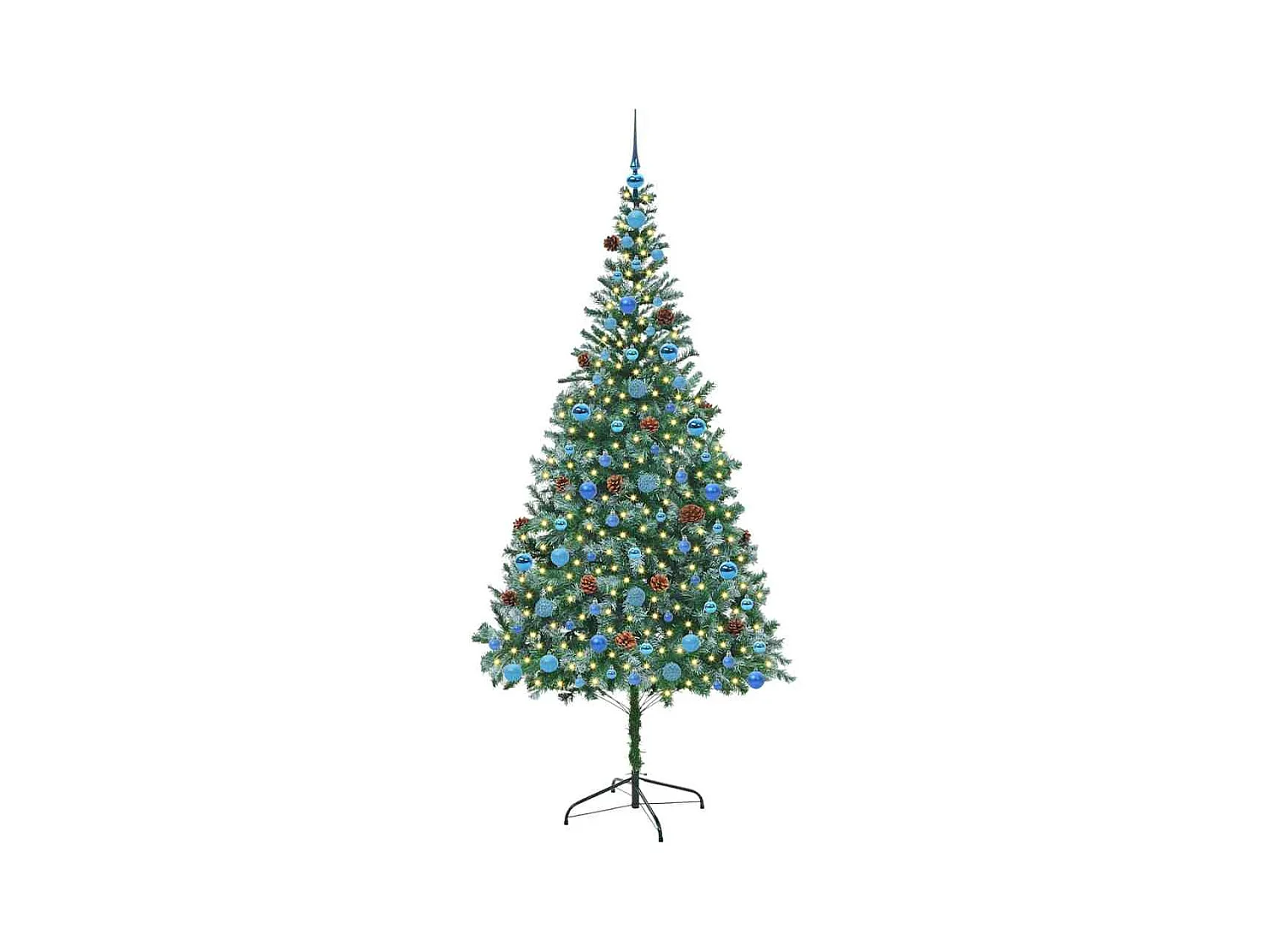 Sapin de Noël artificiel avec 300 LED Vert 210 cm PVC et Acier