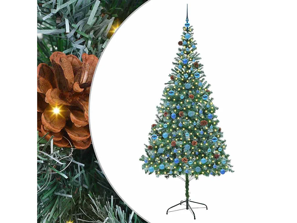 Sapin de Noël artificiel avec 300 LED Vert 210 cm PVC et Acier