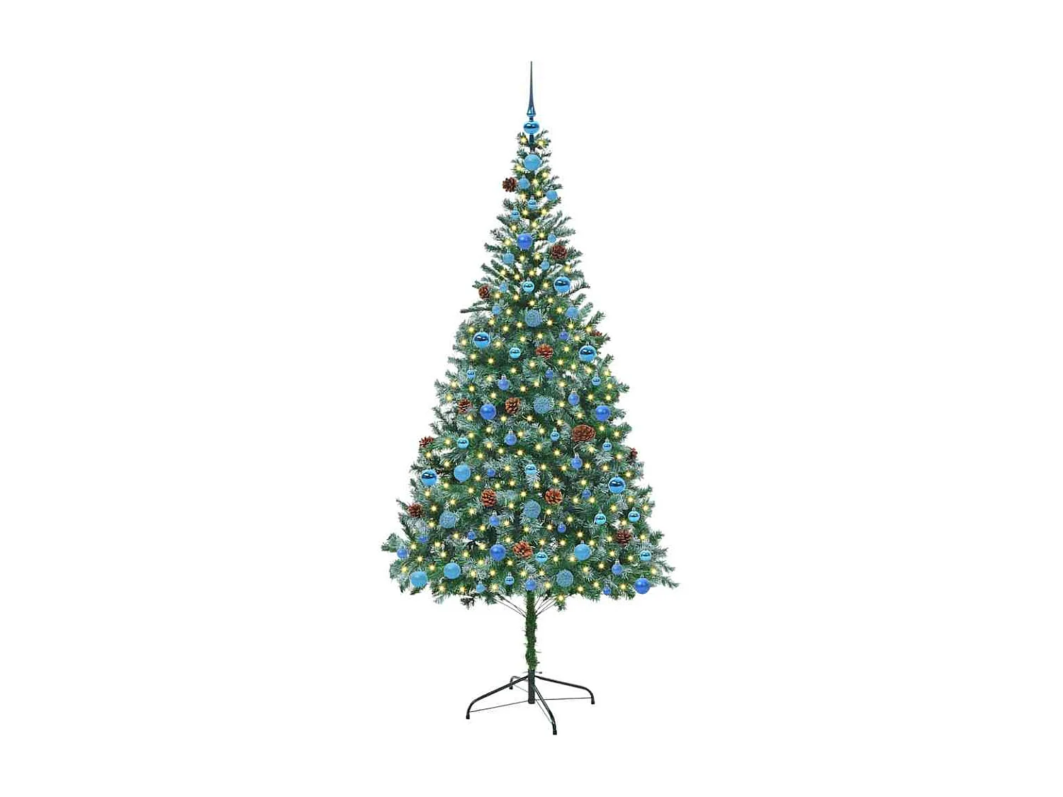 Sapin de Noël artificiel avec 300 LED Vert 210 cm PVC et Acier