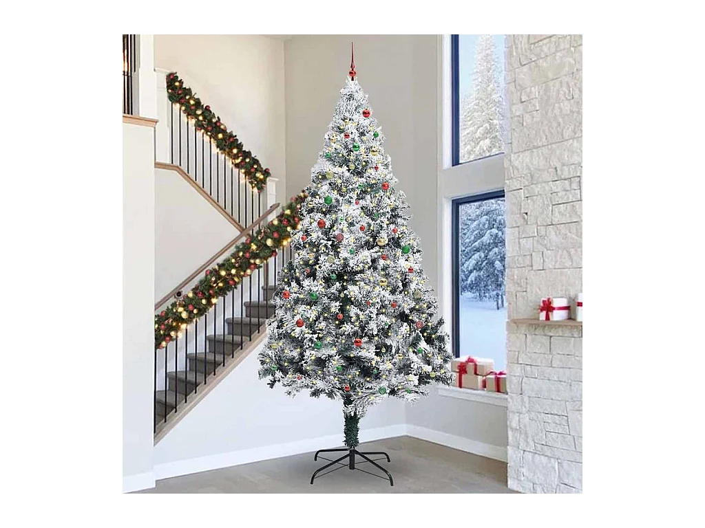 Arbre de Noël artificiel pré-éclairé avec ensemble de boules