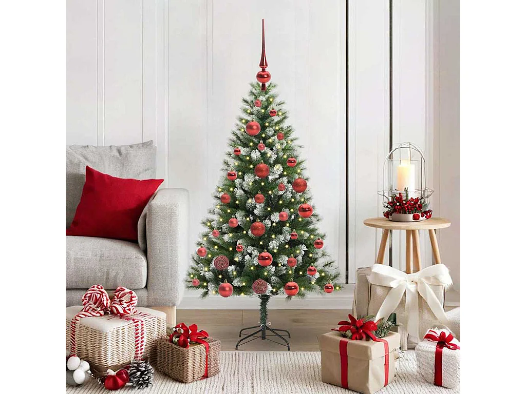 Árvore de Natal Artificial com Dobradiças e Neve Coberta 120 cm