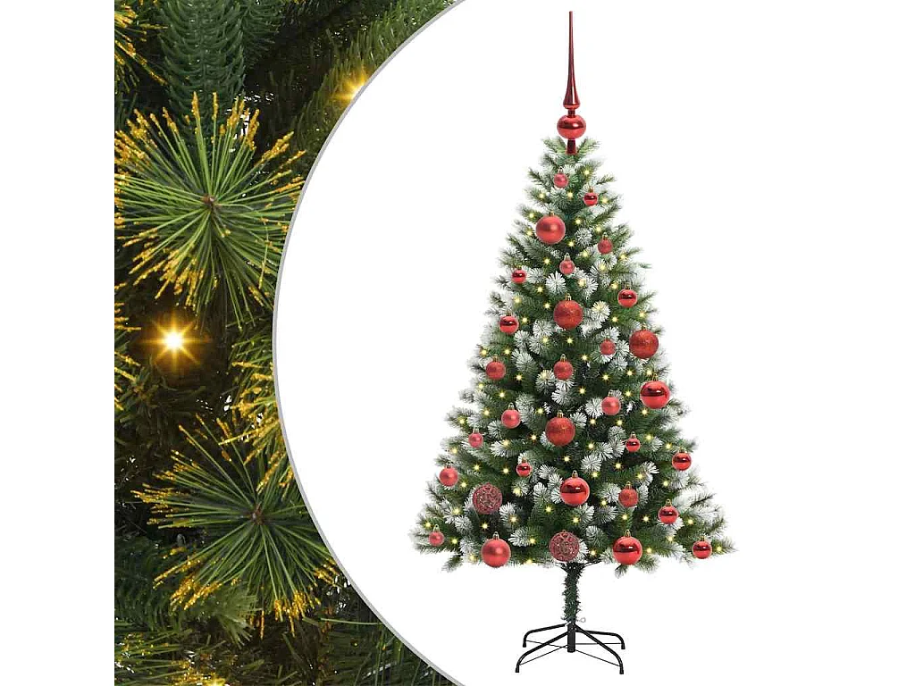 Árvore de Natal Artificial com Dobradiças e Neve Coberta 120 cm