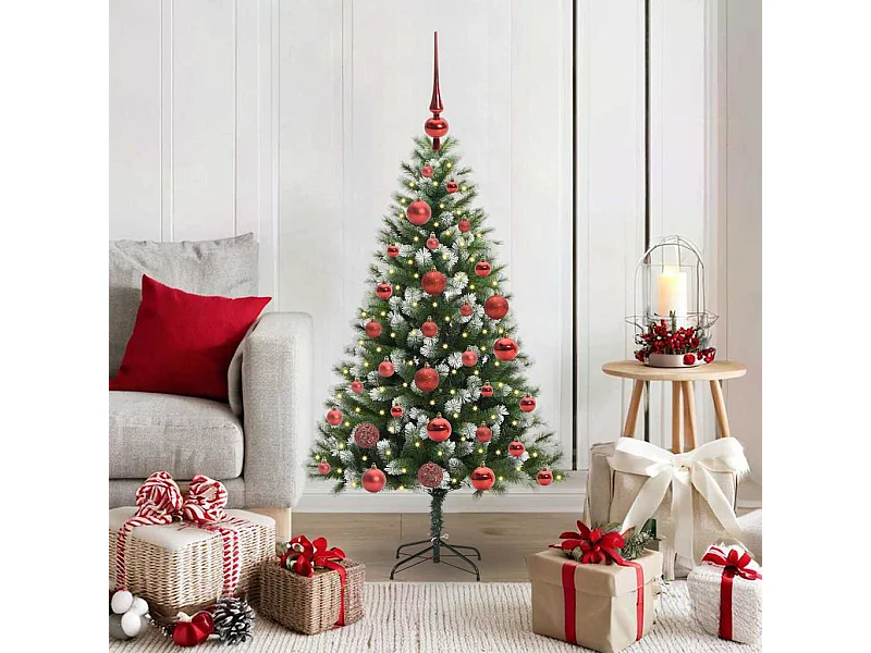 Árvore de Natal Artificial com Dobradiças e Neve Coberta 120 cm