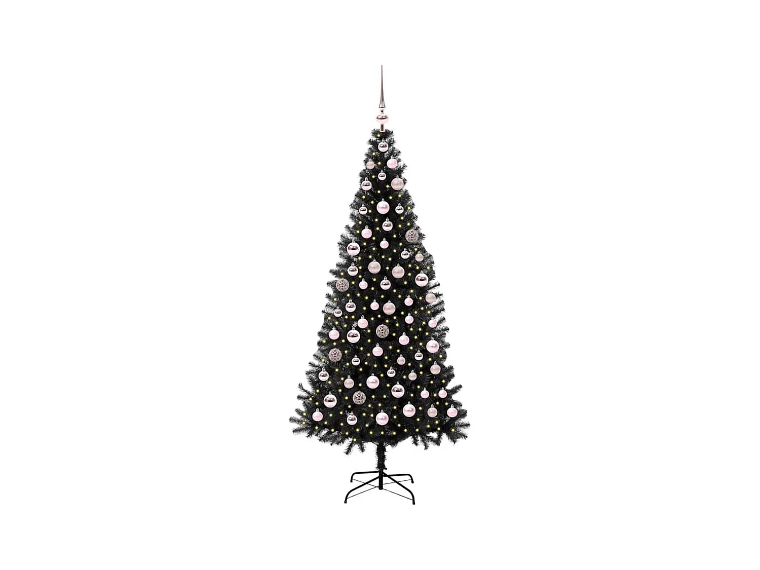 Sapin de Noël avec 300 LED avec support Noir 180 cm PVC
