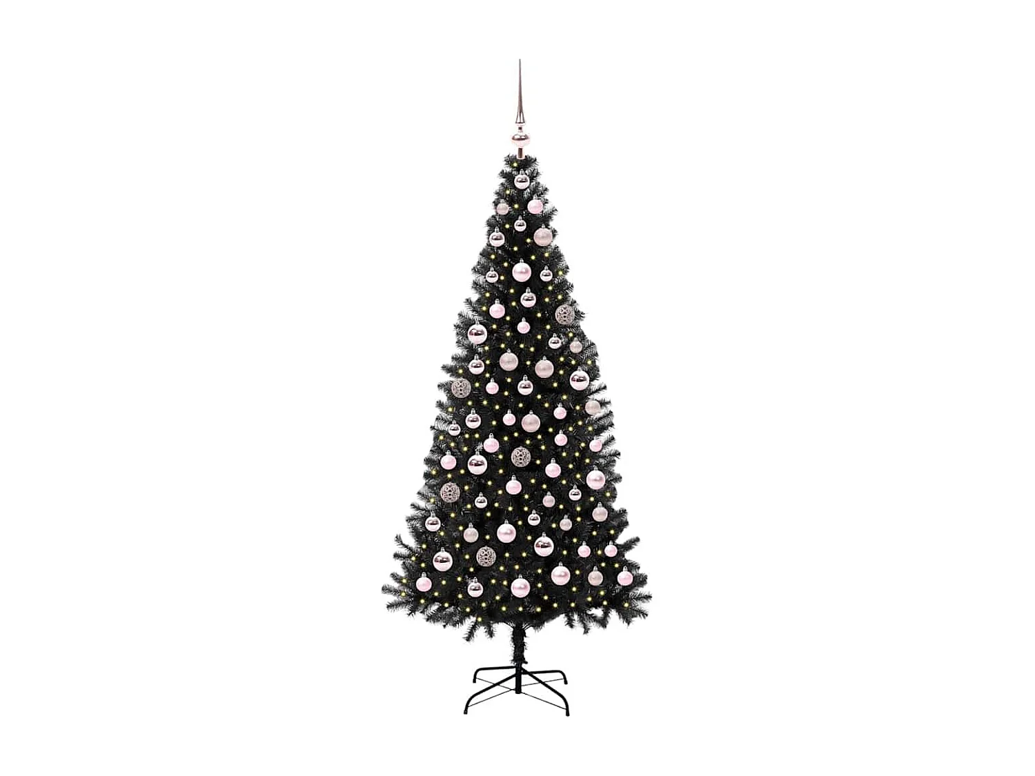 Sapin de Noël avec 300 LED avec support Noir 180 cm PVC
