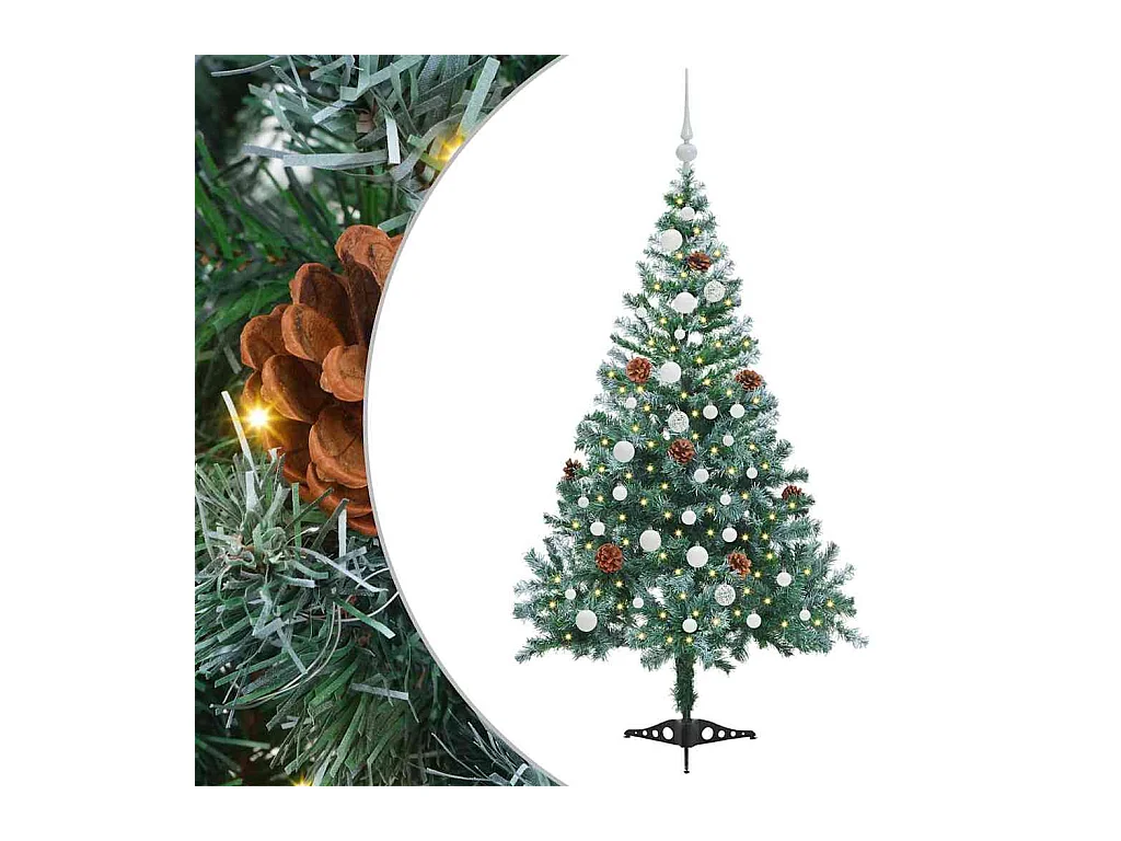 Sapin de Noël artificiel avec 150 LED Vert 150 cm PVC et Acier
