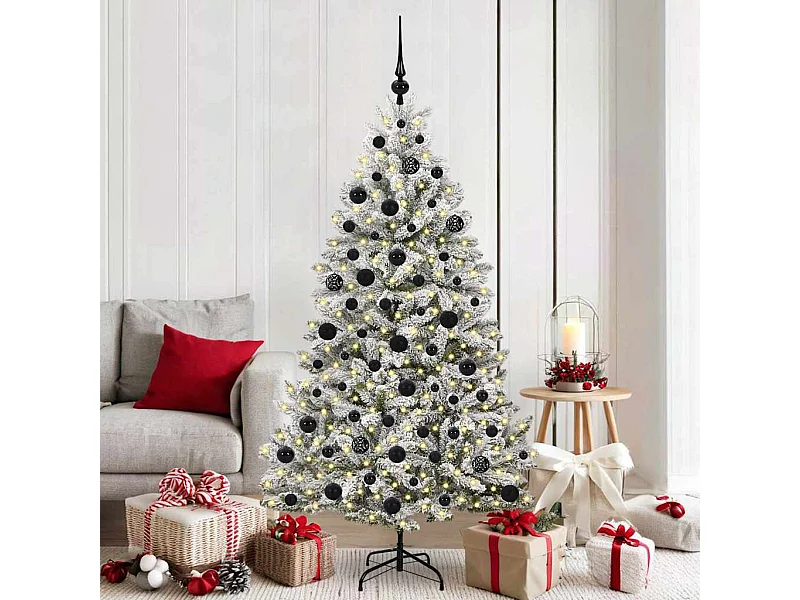 Kunstkerstboom Groen en Wit 180 cm PVC en Metalen