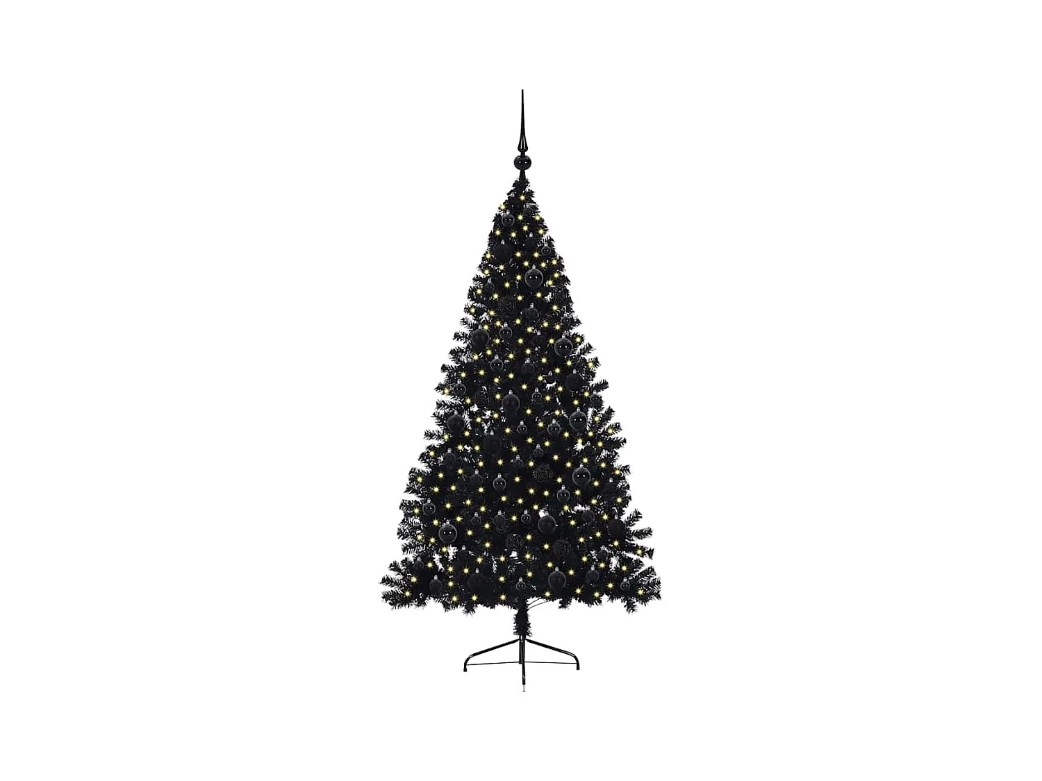 Sapin de Noël artificiel pré-éclairé Noir 180 cm PVC