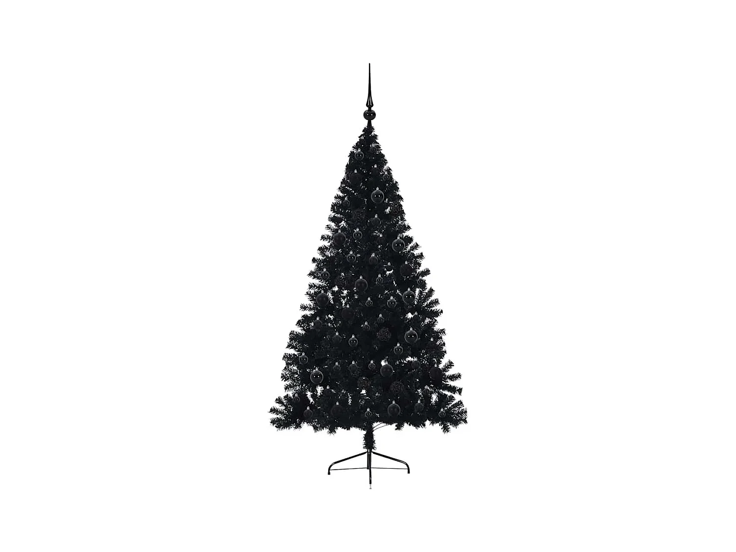 Sapin de Noël artificiel pré-éclairé Noir 180 cm PVC