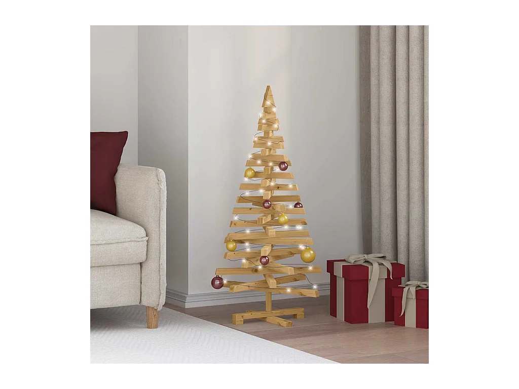 Arbres de Noël avec support Marron 120 cm Bois massif en pin