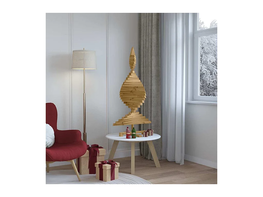 Arbres de Noël avec support Marron 120 cm Bois massif en pin