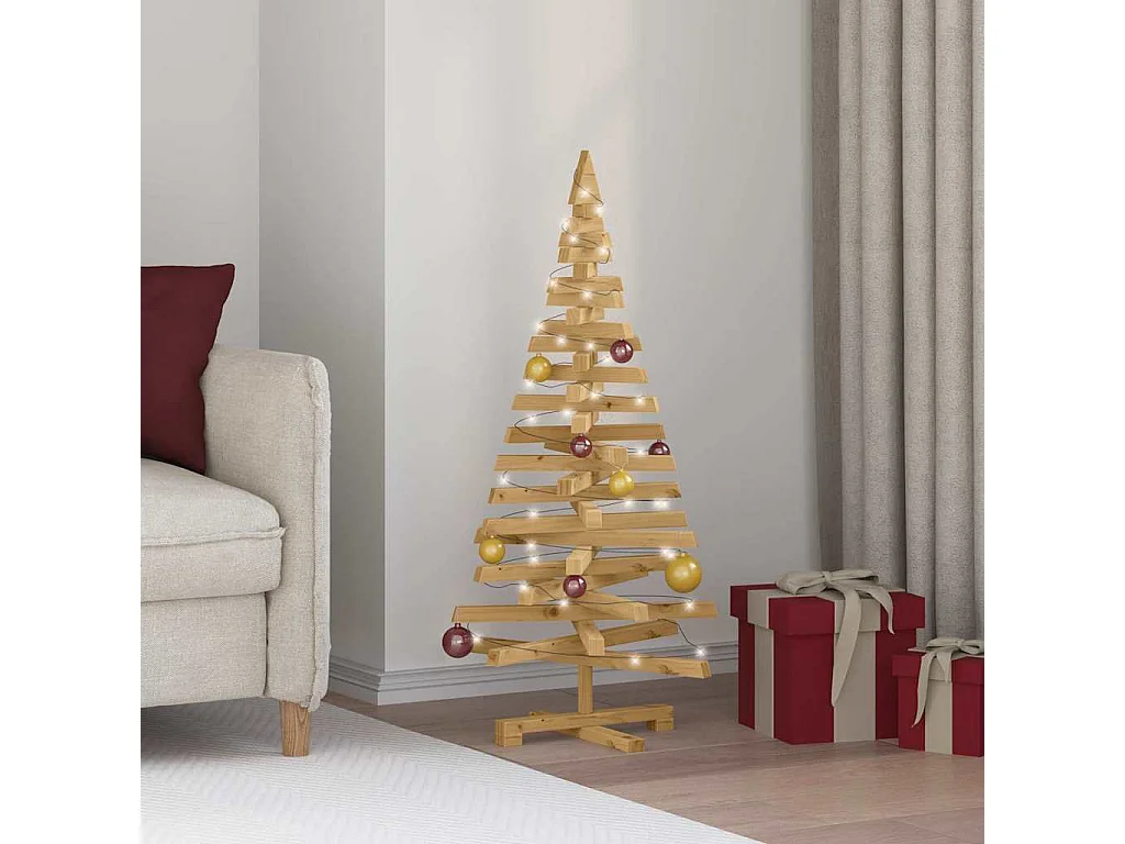 Arbres de Noël avec support Marron 120 cm Bois massif en pin