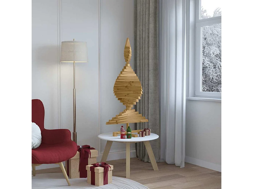 Arbres de Noël avec support Marron 120 cm Bois massif en pin