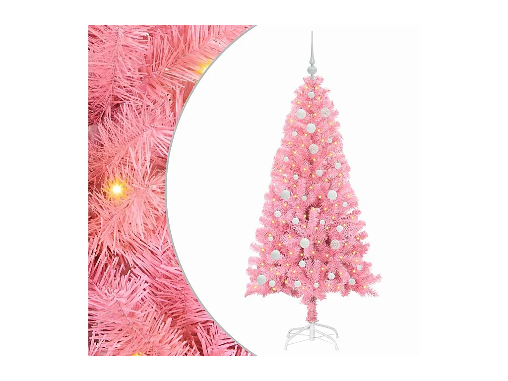 Sapin de Noël avec 150 LED avec support Rose 150 cm PVC