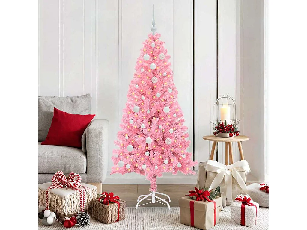 Sapin de Noël avec 150 LED avec support Rose 150 cm PVC