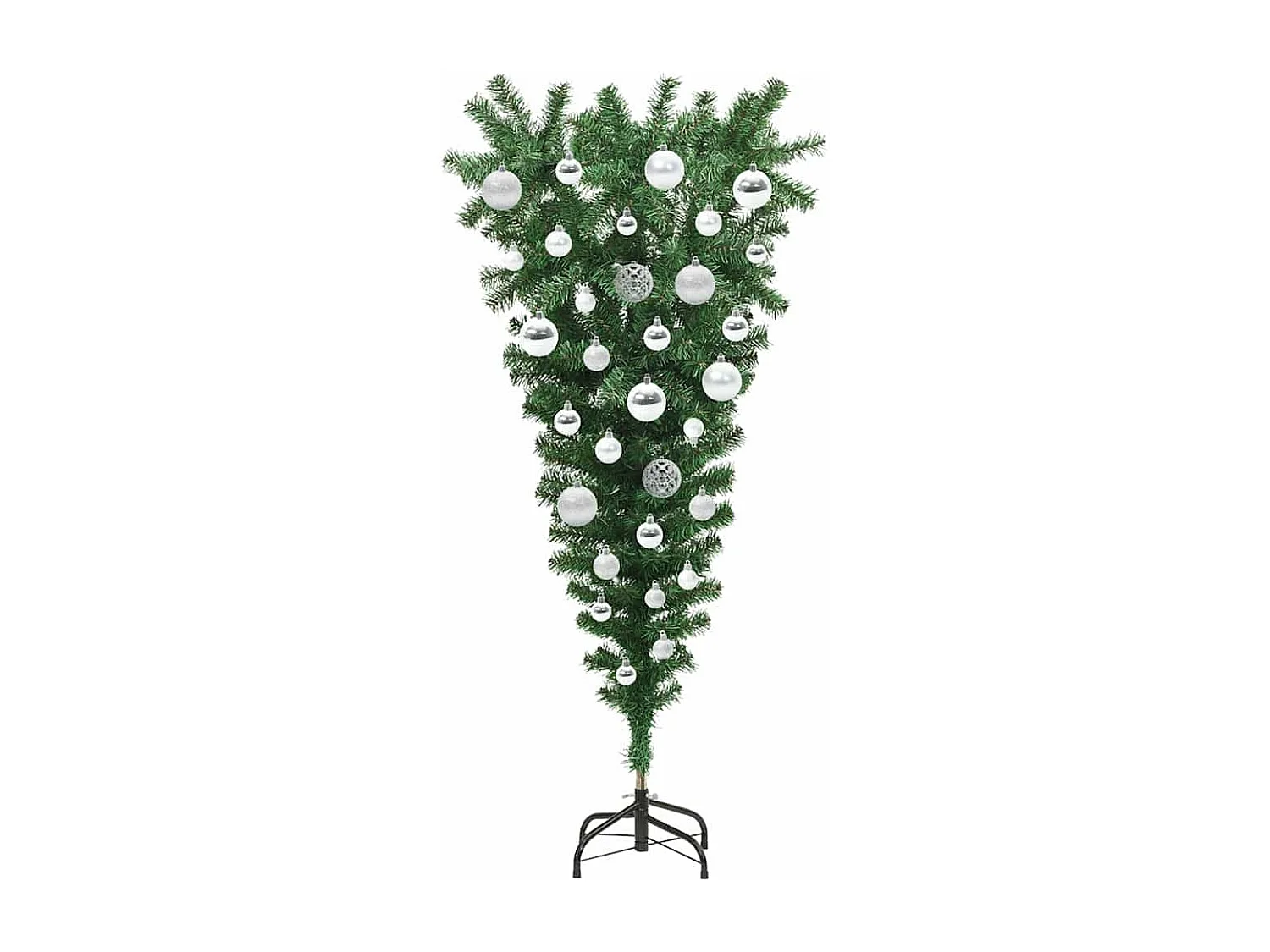Ondersteboven Kunstkerstboom met Ballenset Groen 120 cm PVC