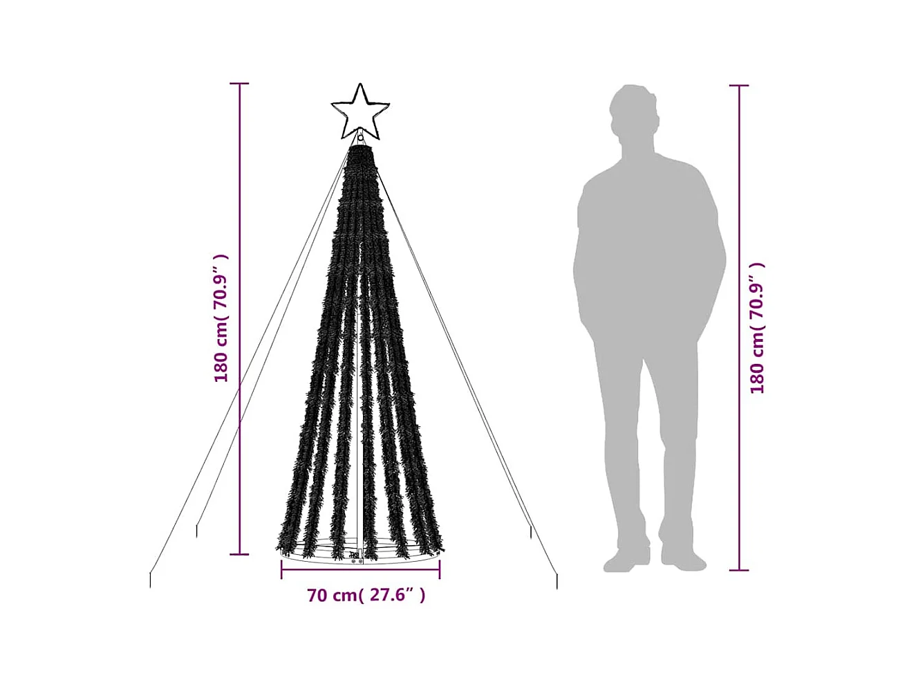 LED-kerstboom 275 LEDs warm wit 180 cm