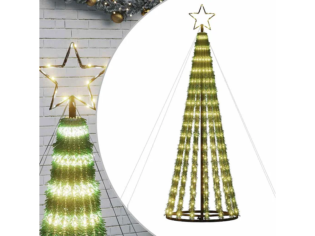 Sapin de Noël à LED 275 LED blanc chaud 180 cm