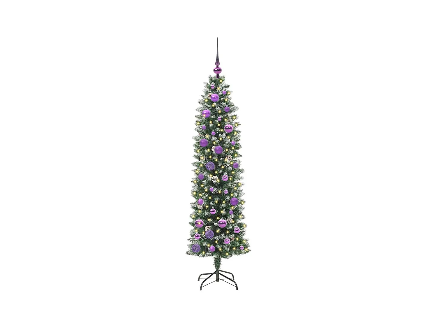 Kunstmatige slanke kerstboom met 150 LED Groen en wit 150 cm