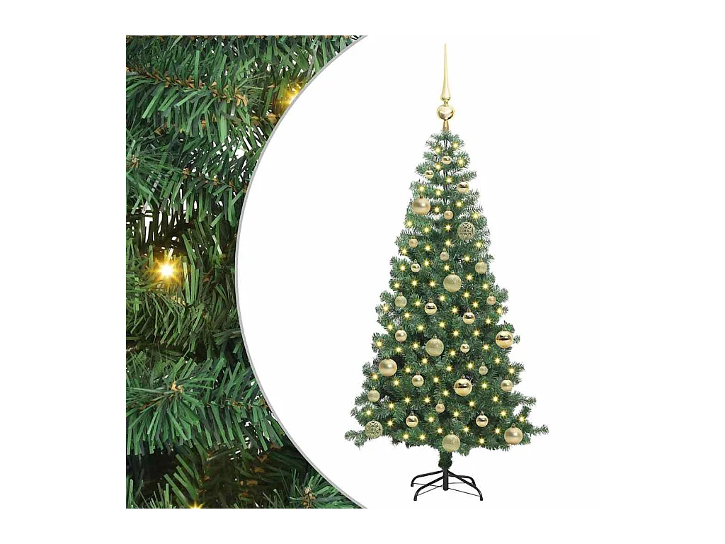 Árbol de Navidad con 150 LED con soporte Verde 120 cm PVC