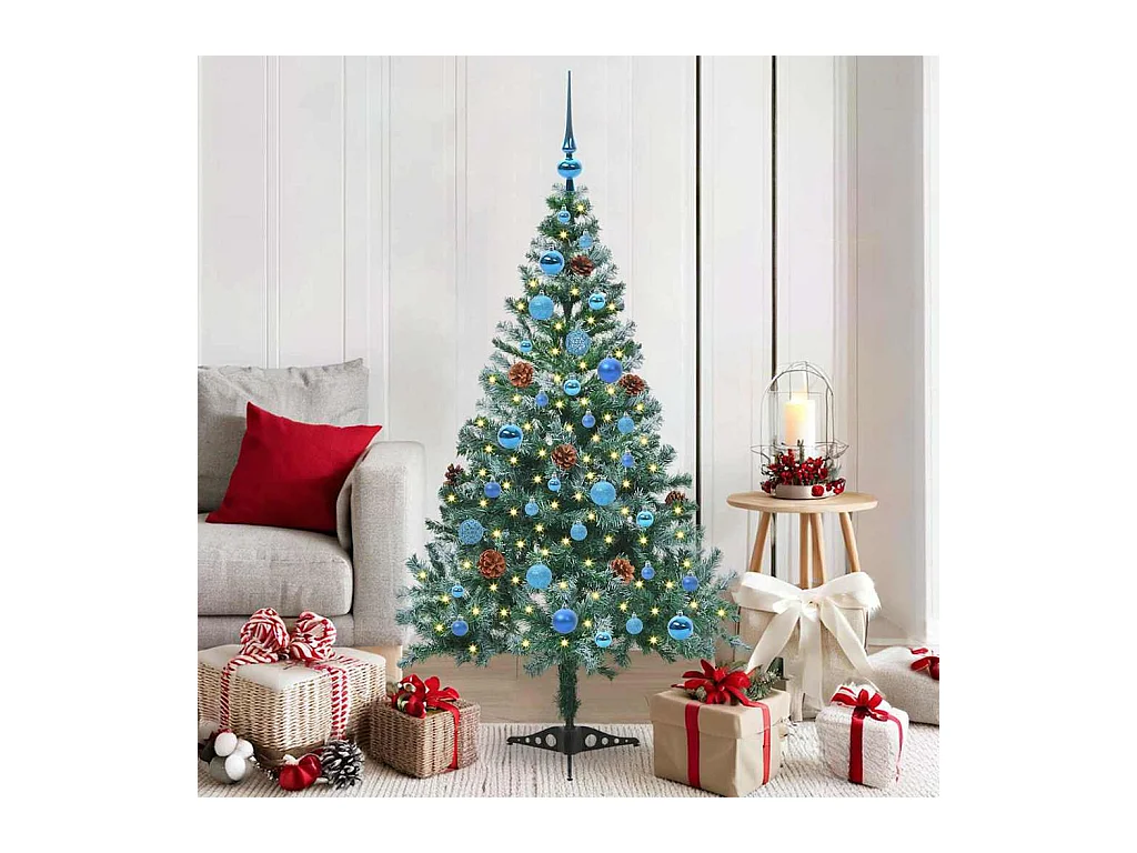 Árvore de Natal Artificial com 150 LEDs Verde 150 cm PVC e Aço